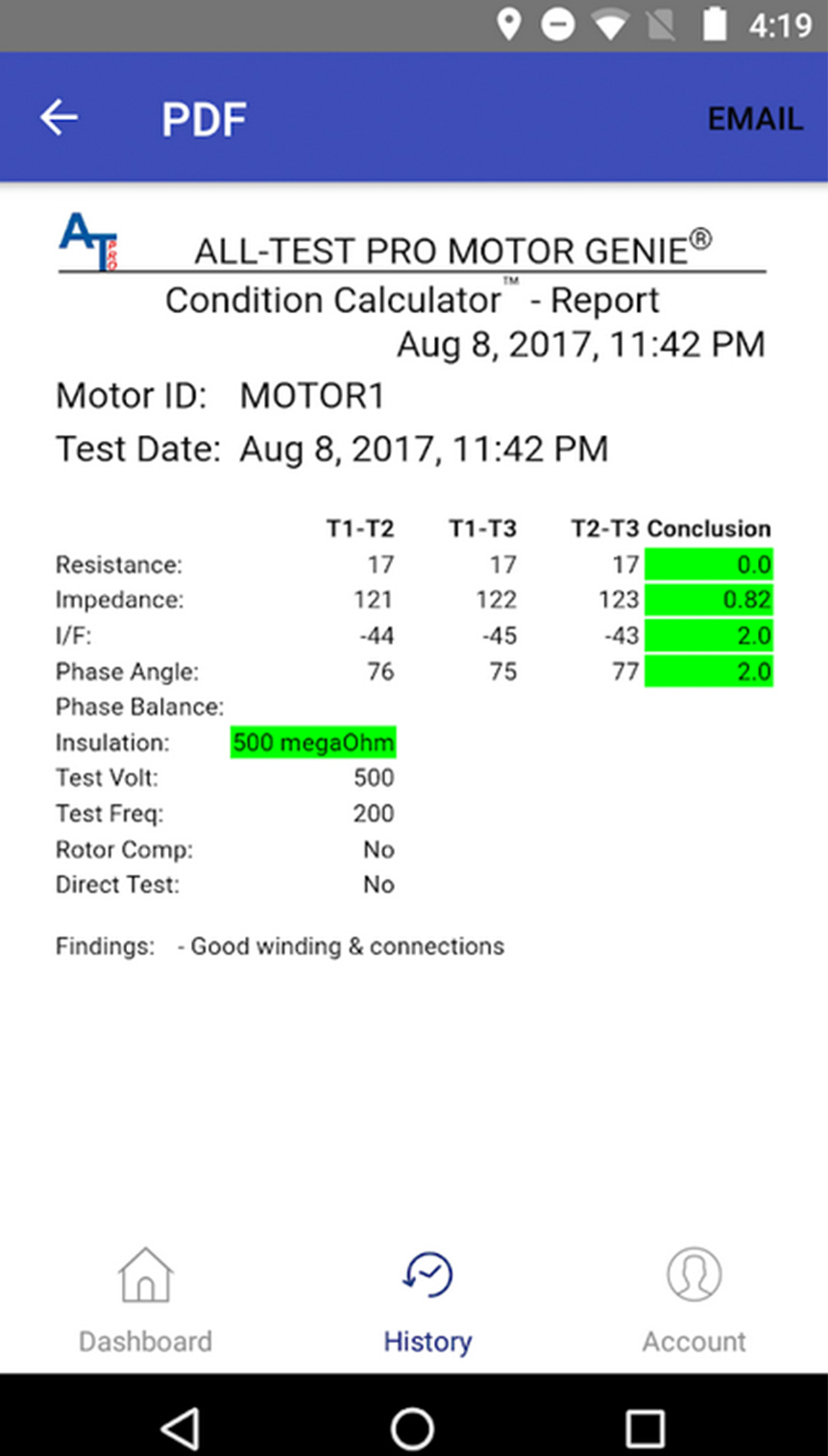 ALL-TEST Pro MOTOR GENIE® GOOD Report