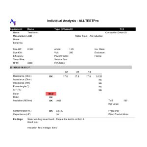 ALL-TEST Pro MCA™ Software IND Test Stator Bad Report