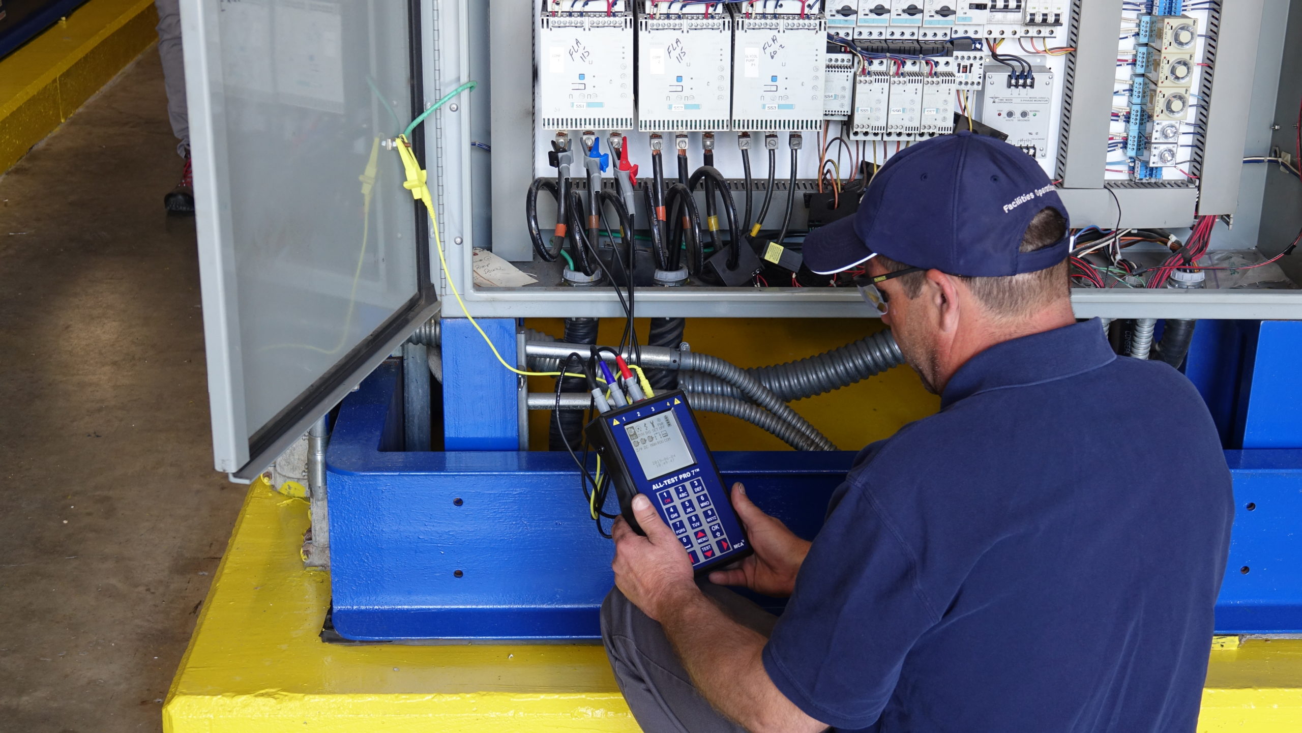 Condition monitoring tools used on motor control panel.